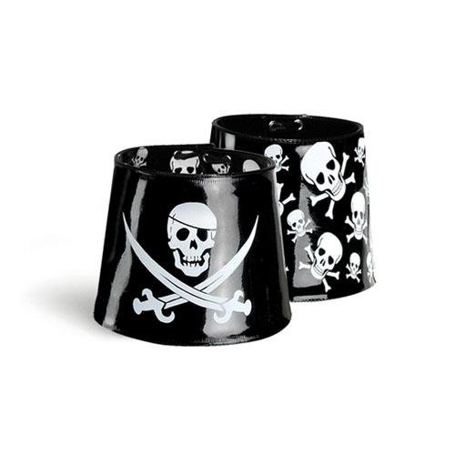 CLEARANCE BC-02 *Reversible Jolly Roger/Skulls Boot Cuff Blk Pat