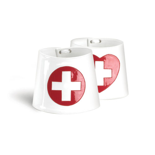 CLEARANCE BC-03 *Reversible Round/Heart Shaped Nurse Emblem B Wht Pat