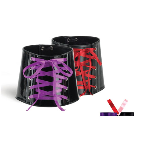 CLEARANCE BC-04 *Reversible Corset-Style W/4 Interchangeable Lace Blk Pat/Pu