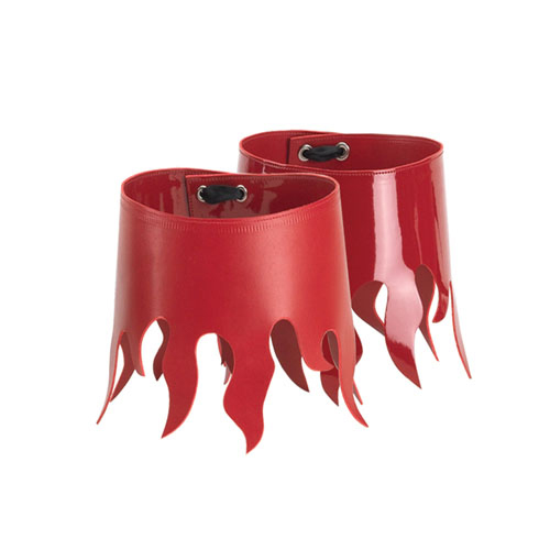CLEARANCE BC-08 *Reversible Shining/Matte Flame Boot Cuff Red Pat/Red Pu
