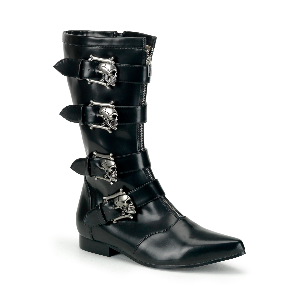 Skull Buckle Goth Boots Mid Calf Boot - More Details
