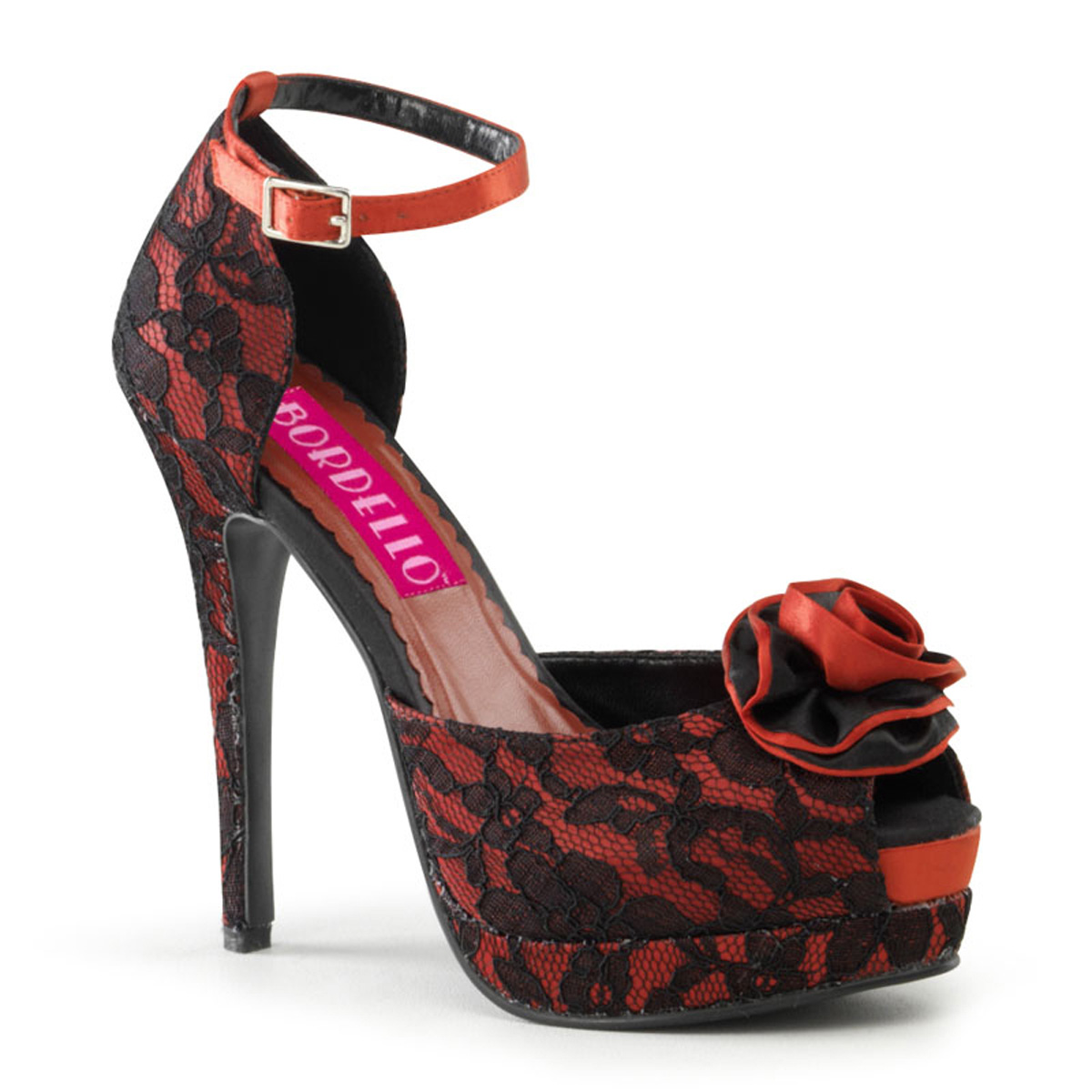 BORDELLO BELLA-17 BELLA-17 Red Satin-Blk Lace