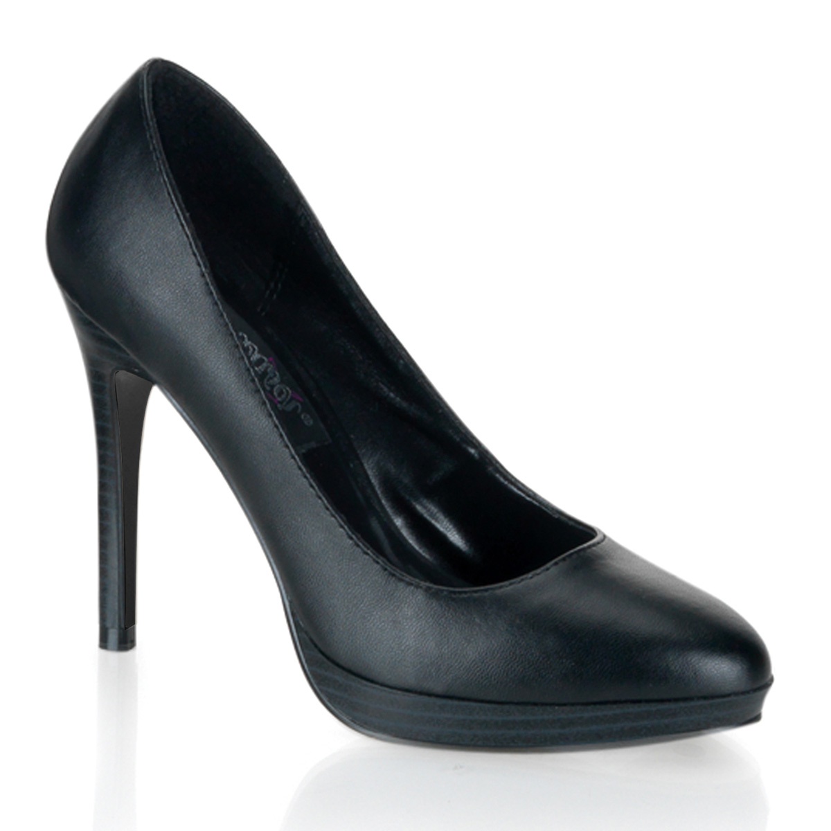 PLEASER BLISS-30 4 1/4" Stiletto Heel Mini-Platform Pump Blk Pu