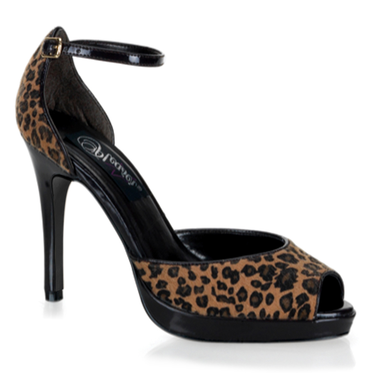 PLEASER BLISS-33 4 1/4" Stiletto Heel D'Orsay Style Mini-PF Pump Leopard Pony Hair