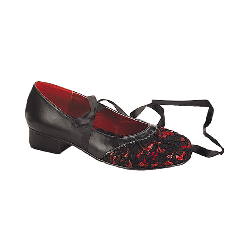 CLEARANCE BLUSH-08 *1" Lace Pleated Instep Red/Black PU Shoe Red/Black PU