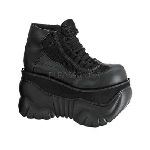 DEMONIA BOXER-01 4" P/F Blk Pu laceup Sneaker shoes Blk Pu