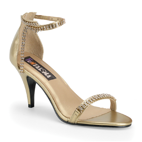 CLEARANCE CLEOPATRA-08 *Gold Pu Rhinestone Egyptain Sandal, 3" Gold Pu