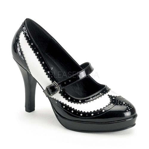 FUNTASMA CONTESSA-06 Blk-Wht Pat Gangster Mary Jane Shoe, 4" Blk-Wht Pat