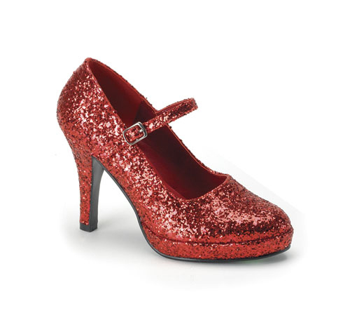 CLEARANCE CONTESSA-50G *Red Glitter Mary Jane Shoe, 4" Red Gltr