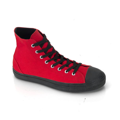 CLEARANCE DEVIANT-101 *Canvas High Top Sneaker Red Canvas/Black