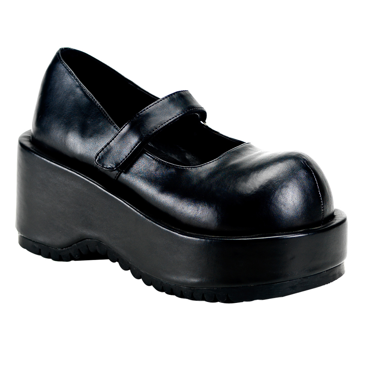 DEMONIA DOLLY-01 3 1/4" P/F Black Pu Shoe Blk Pu