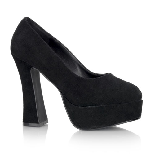 CLEARANCE DOLLY-30 *5" Chunky Heelplatform Pump Blk Cow Suede