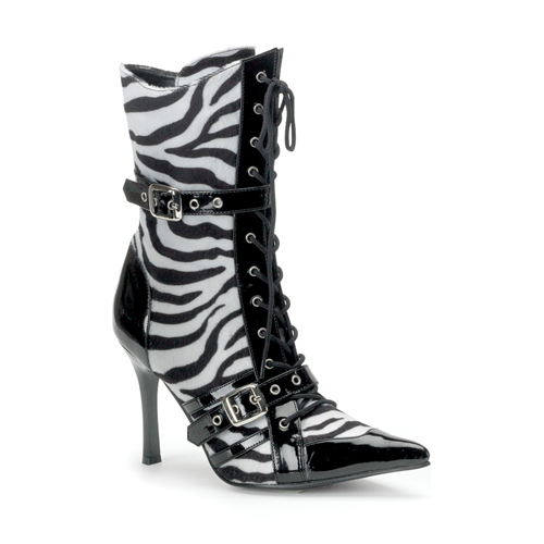 CLEARANCE DARING-1022 *Zebra Fur/Blk Pat, 3 3/4" Heel Zebra Fur-Blk Pat