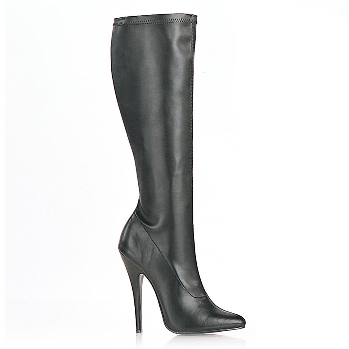 PLEASER DOMINA-2000 6" Plain Stretch Knee Boot Blk Str Pu