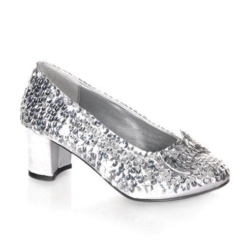 CLEARANCE DOROTHY-01X *Slv Sequins Wide Width Dorothy Shoes, 2" Slv Sequins
