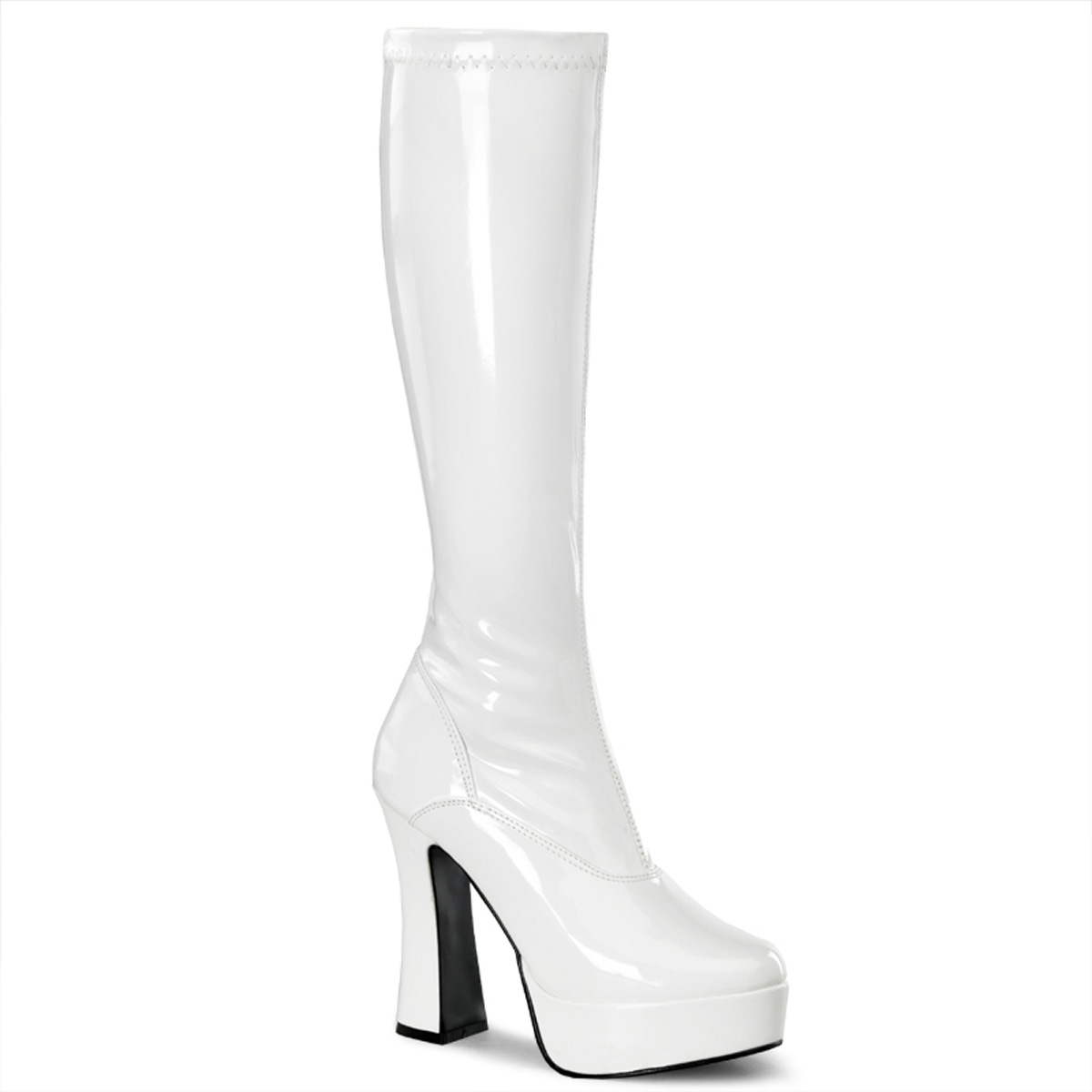 PLEASER ELECTRA-2000Z 5" Heel P/F Boot Wht Str Pat