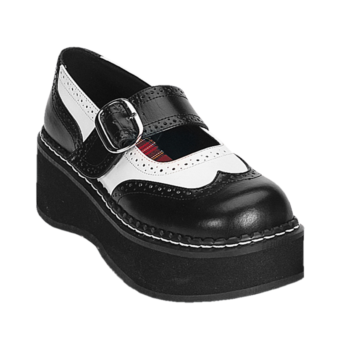 DEMONIA EMILY-302 2" Blk/Wht Pu P/F M/J Sho Blk-Wht Pu