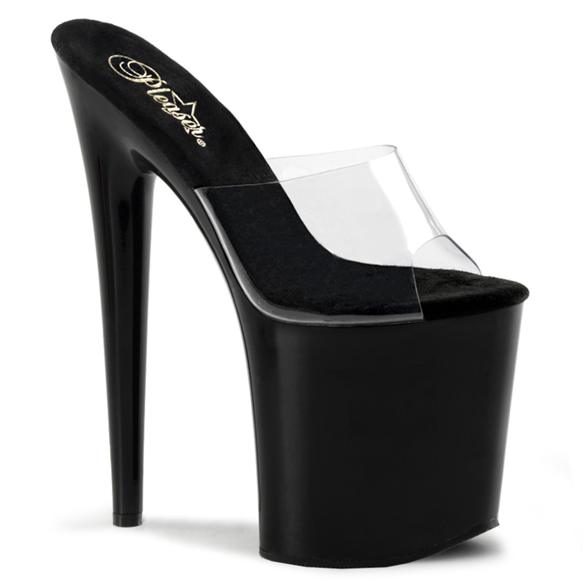 PLEASER FLAMINGO-801 8" Heel Platform Slide Clr/Blk