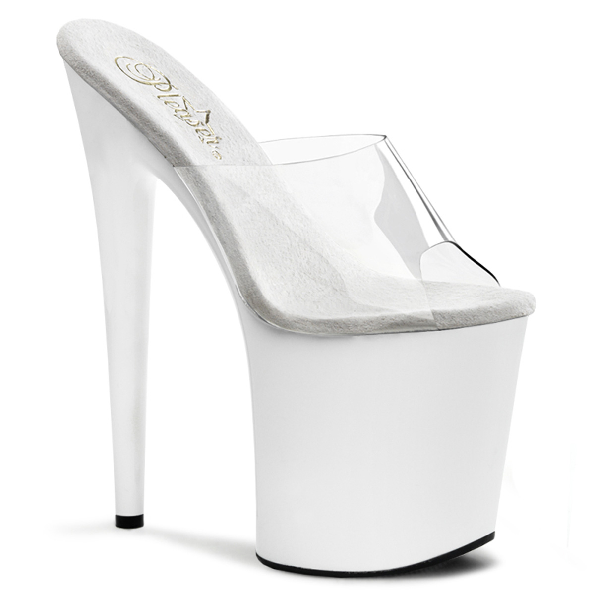 PLEASER FLAMINGO-801 8" Heel Platform Slide Clr/Wht