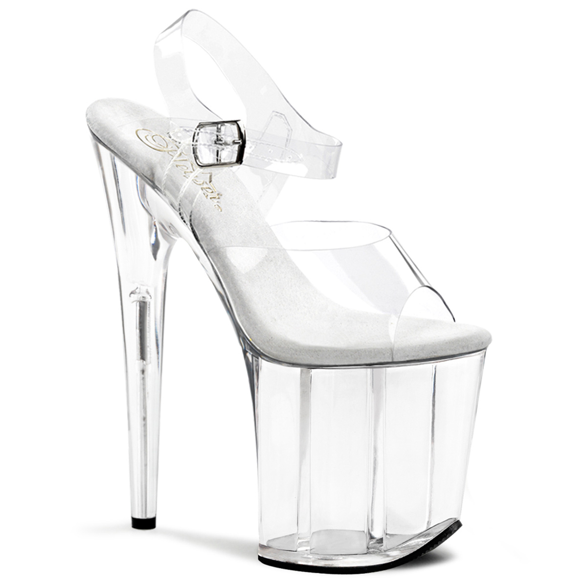 PLEASER FLAMINGO-808 8" Heel Ankle Strap Platform Sandal Clr/Clr