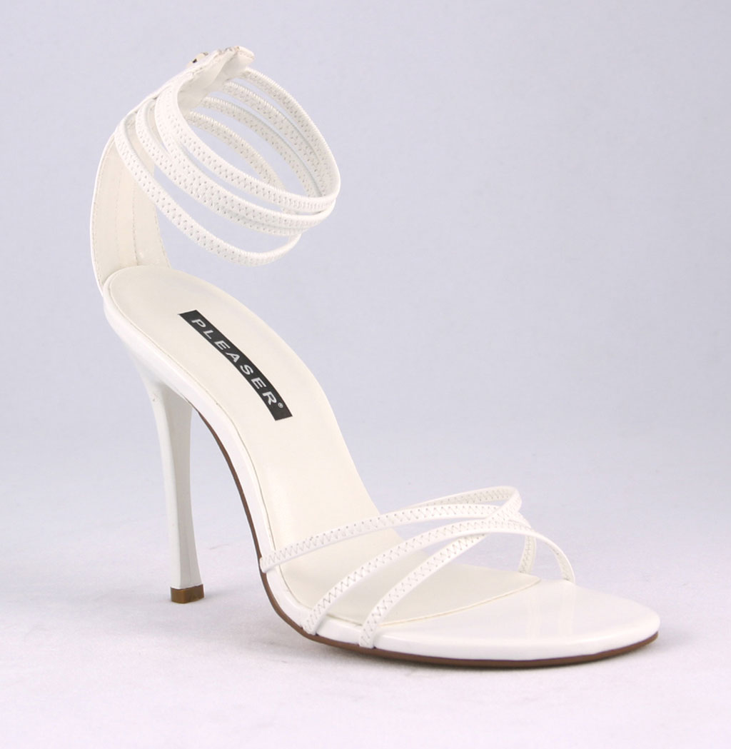 CLEARANCE FRESH-36 *4" Open Toe Strappy Ankle Strap Sanda White Pat