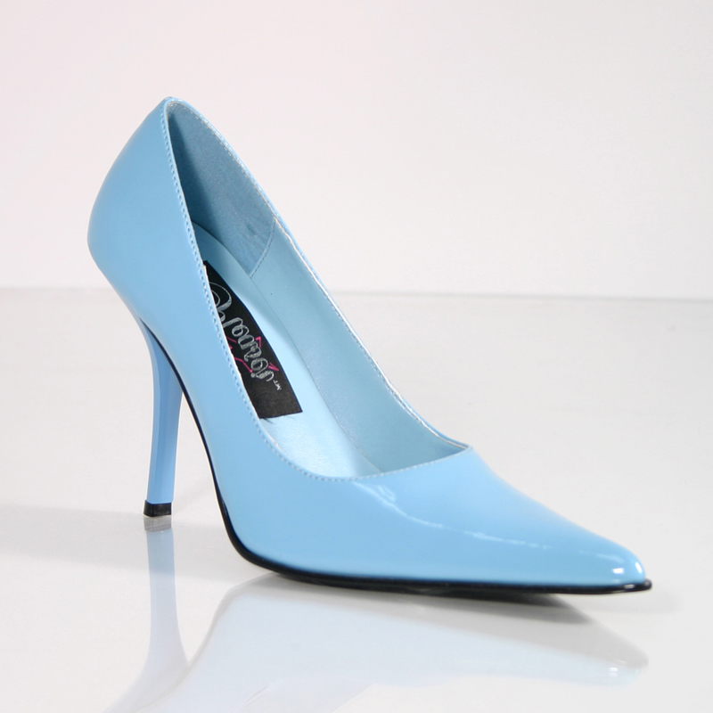 CLEARANCE FOXY-01 *3 3/4" Stiletto Heel Shoes Baby Blue Pat