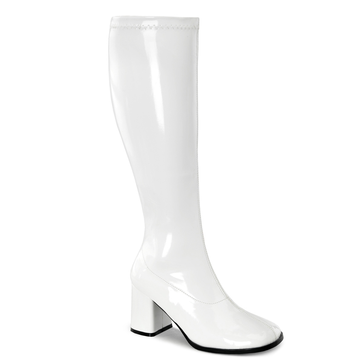 FUNTASMA GOGO-300WC 3" Block Heel Wide ST Boot Wht Str Pat