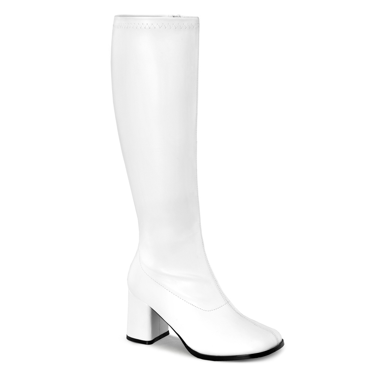 FUNTASMA GOGO-300WC 3" Block Heel Wide ST Boot Wht Str Pu