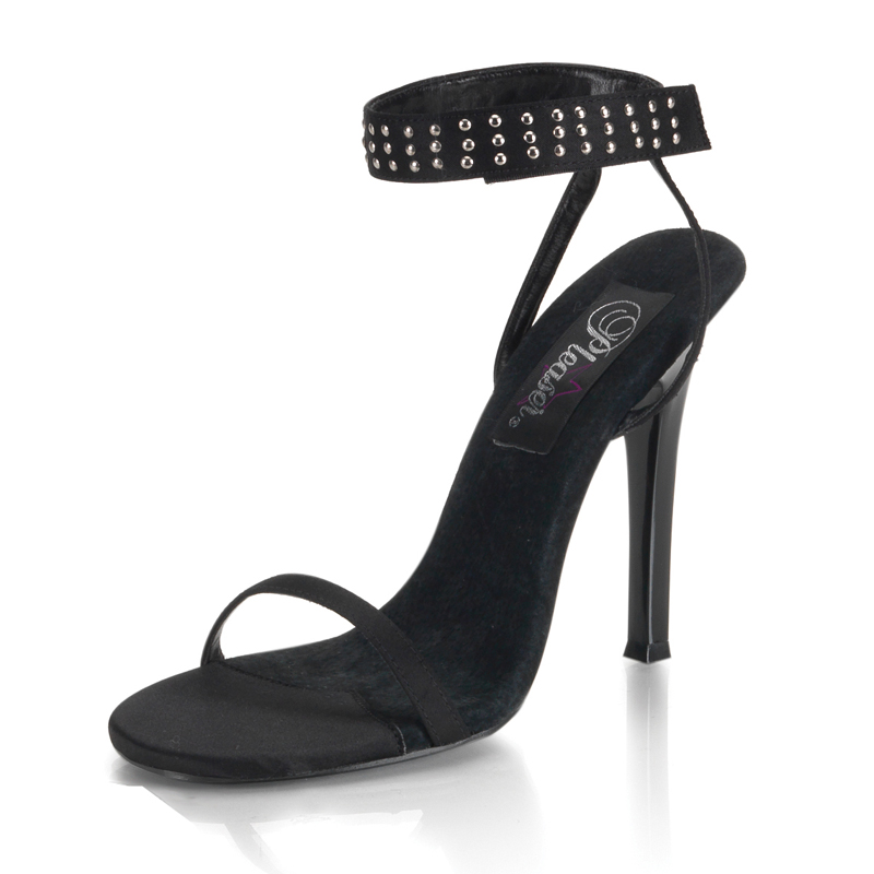 CLEARANCE GALA-55 *4 1/2" Heel Sandals Black Satin/Black