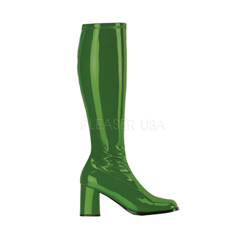 CLEARANCE GOGO-300 *3" Forest Green Str Pat Gogo Boots, 3" Forest Green Str Pat