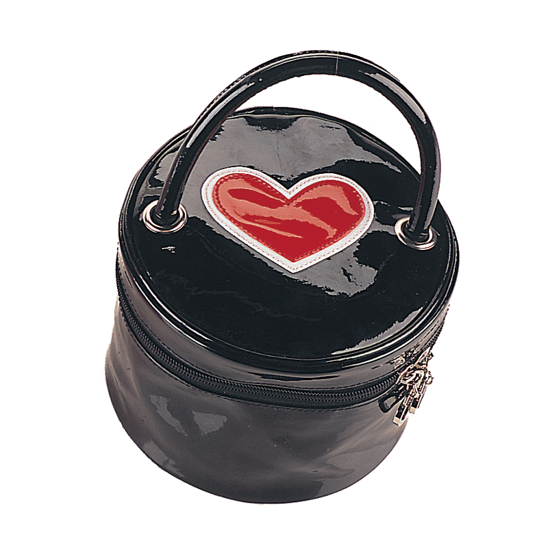 CLEARANCE HB-063-2 *BLK PAT W/RED HEART BAG Blk Pat W/Red Heart Bag