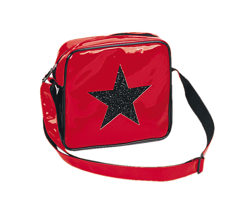 CLEARANCE HB-212-3 *RED PAT W/BLK GLITTER STAR Red Pat W/Blk Glitter Star