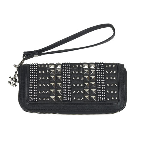 DEMONIA HB-281-2 Blk Pu Wallet With Studs Blk Pu