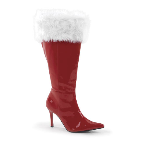 CLEARANCE JOLLY-127X *Red Pat/Faux Fur Wide Width Boot, 3 3/4" Red Pat W/Wht Faux Fur