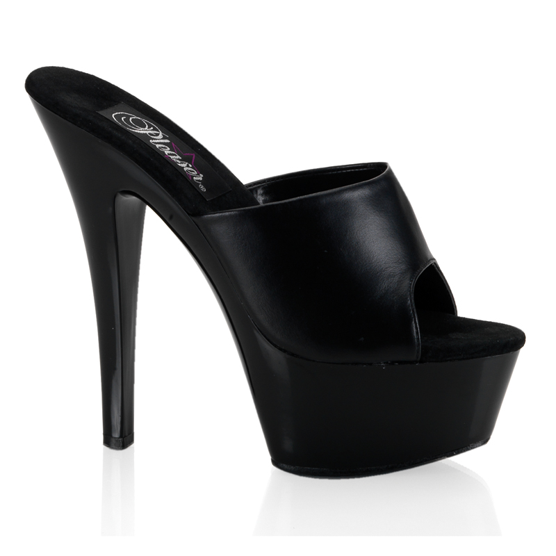 CLEARANCE KISS-201 *6" Spike Heel P/F Sandal Black Leather/Black