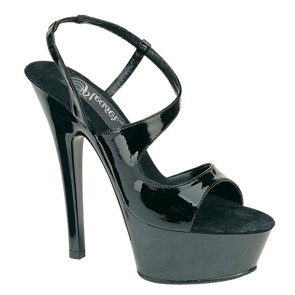 CLEARANCE KISS-235 *6" Spike Heel P/F Sandal Black Pat/Black