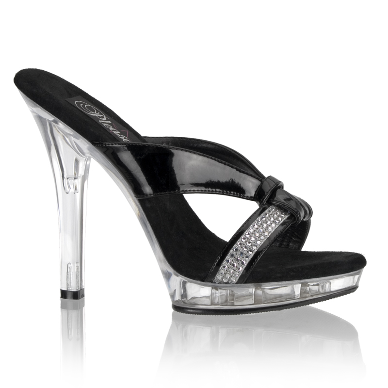 CLEARANCE LIP-105R *5" Stiletto Heel Platform Slide W/RS Blk/Clr