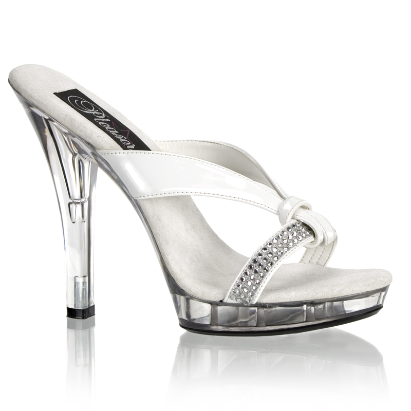 CLEARANCE LIP-105R *5" Stiletto Heel Platform Slide W/RS Wht/Clr