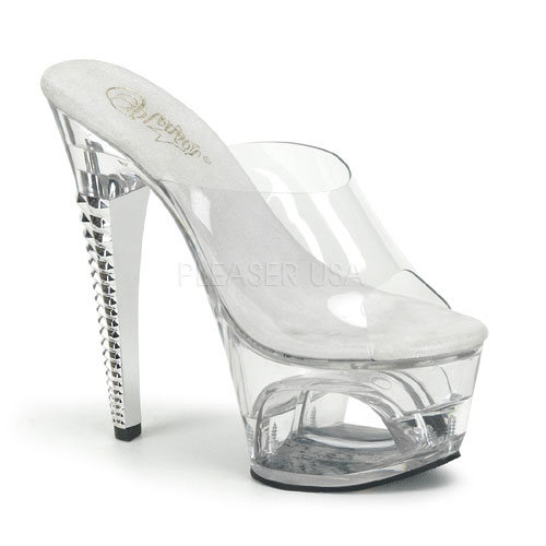 CLEARANCE MIRAGE-601 *6 1/2" Chromed Heel Platform Slide Clr/Clr