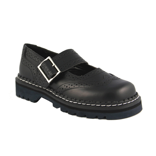 CLEARANCE MJ-118 *1 1/4" Wingtip M/J Blk Leather Shoe Blk Le