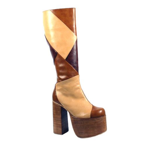 CLEARANCE MONET-610 *5 3/4" Tan Pu Patchwork P/F Knee Boot Tan Pu
