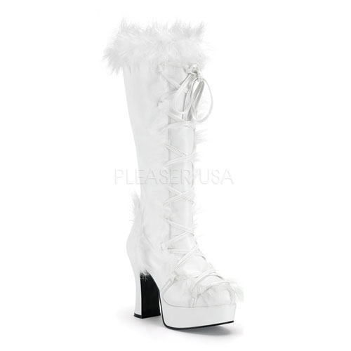 FUNTASMA MAMMOTH-311 Wht Pu W/Faux Fur Platform Boot, 4" Wht Pu-Faux Fur