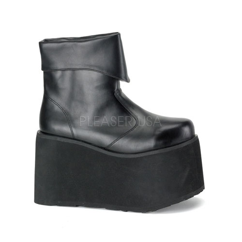 FUNTASMA MONSTER-02 Blk Pu Platform Inner Zipper Ankle Boot, 5" Blk Pu