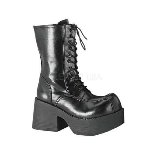 DEMONIA PLATOON-202 3-1/2" Blk Pu11 Eyelet P/F Calf Boo Blk Pu