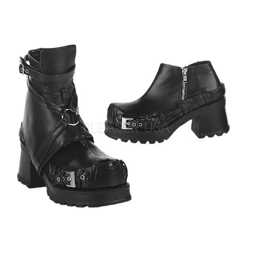 DEMONIA PIRATE-08 2 1/2" Blk Pu Detachable Ankle Shaft Ankle Boo Blk Pu