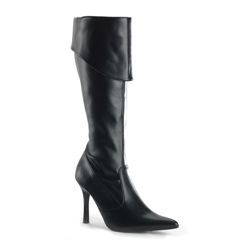 CLEARANCE PIRATE-140 *Blk Pu Knee High Sexy Pirate Boot, 3 3/4" Blk Pu