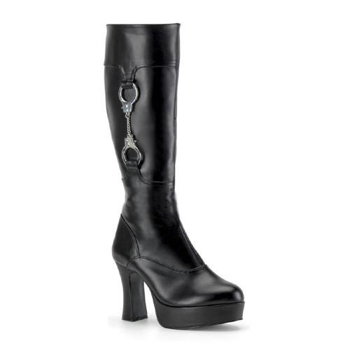 CLEARANCE POLICE-203 *Blk Pu Hand Cuff Platform Police Boot, 4" Blk Pu