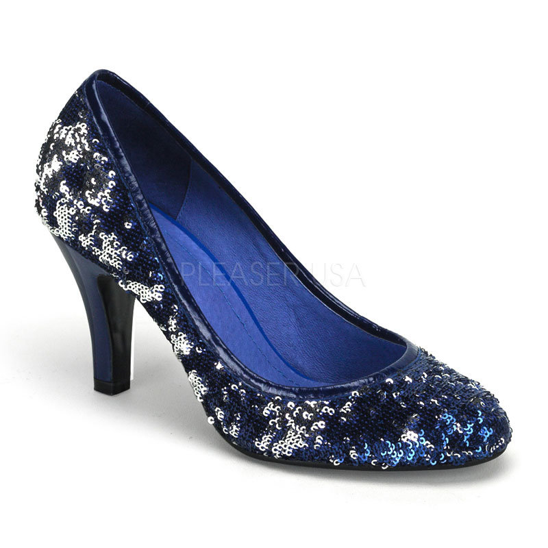 BORDELLO RAVISH-08SQ 3 1/4" Heel Sequins Pump Blue-Slv Sequins