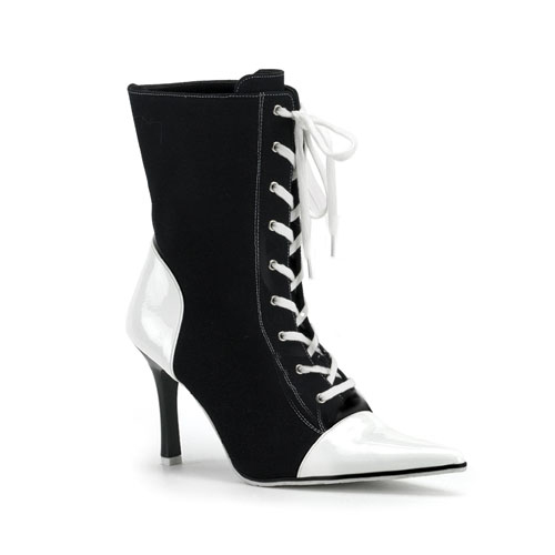 CLEARANCE REFEREE-120X *PLUS SIZE Boot, 3 3/4" Blk Canvas-Wht Pat