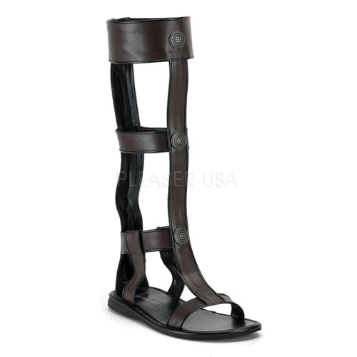 FUNTASMA ROMAN-16 Brown/Blk Pu Men's Roman Sandal Brown Pu